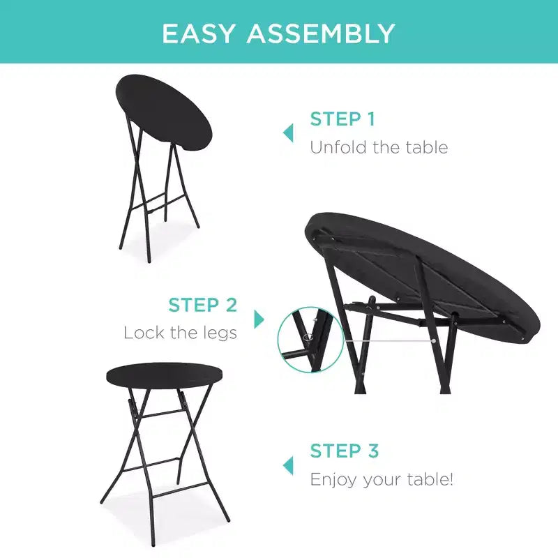Table pliante à hauteur de bar Best Choice Products 81 cm, accessoire intérieur extérieur avec plateau épais, capacité de 150 kg
