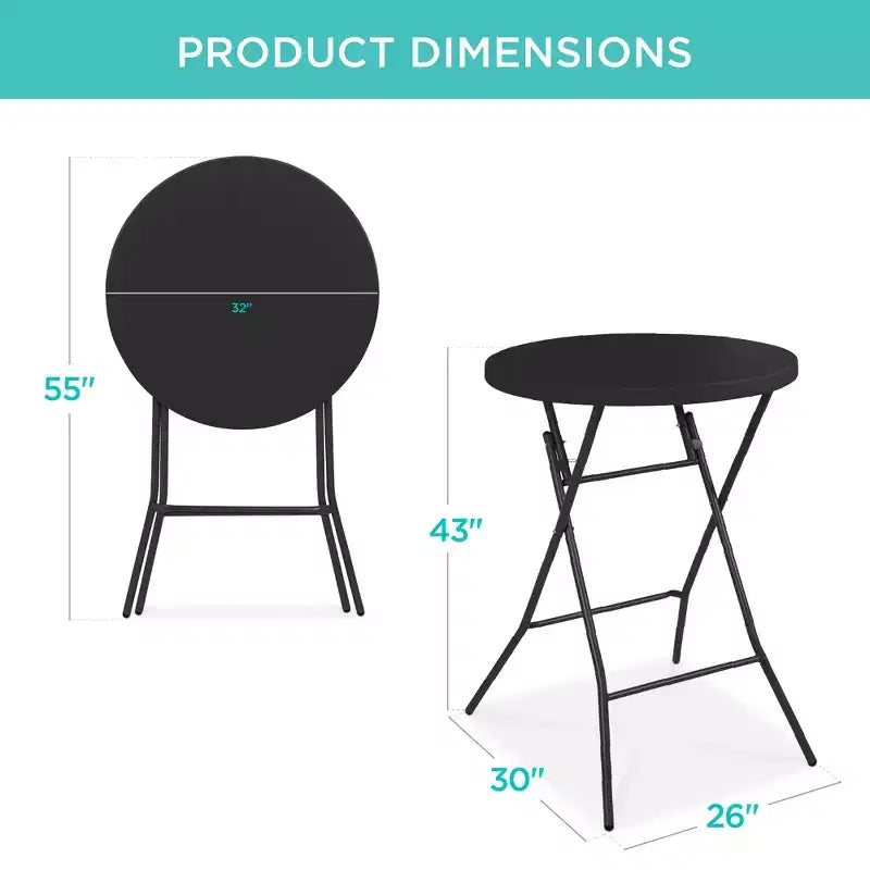 Table pliante à hauteur de bar Best Choice Products 81 cm, accessoire intérieur extérieur avec plateau épais, capacité de 150 kg