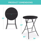Table pliante à hauteur de bar Best Choice Products 81 cm, accessoire intérieur extérieur avec plateau épais, capacité de 150 kg