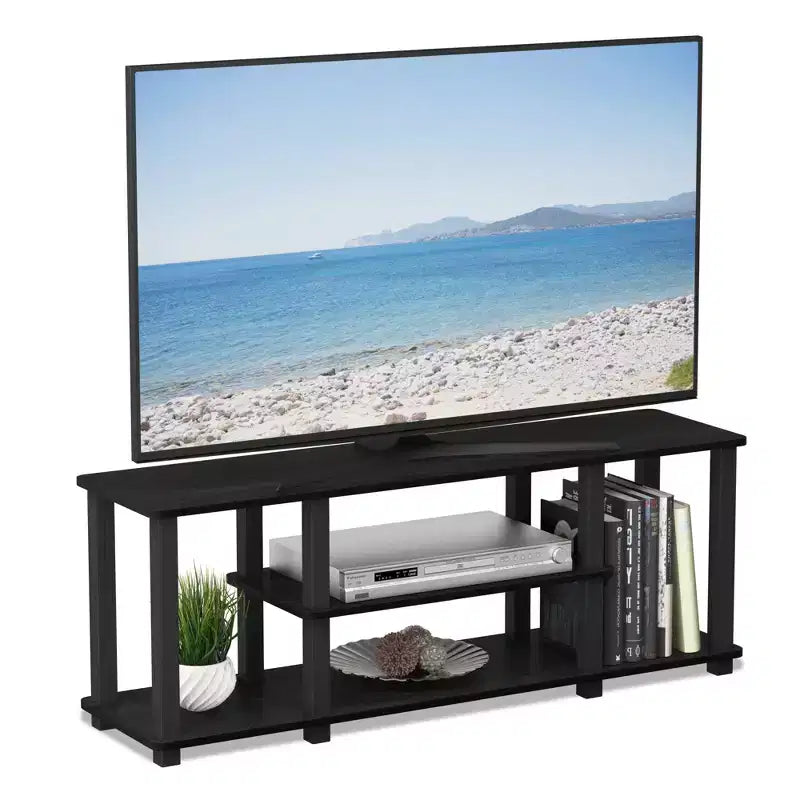 Furinno 3-Tier TV Stand for TVs up to 50 TV Entertainment Media Console Center with Square Tube,Americano/Black