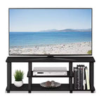 Furinno Meuble TV à 3 niveaux pour téléviseurs jusqu'à 50 pouces, console multimédia de divertissement avec tubes carrés, Americano/Noir
