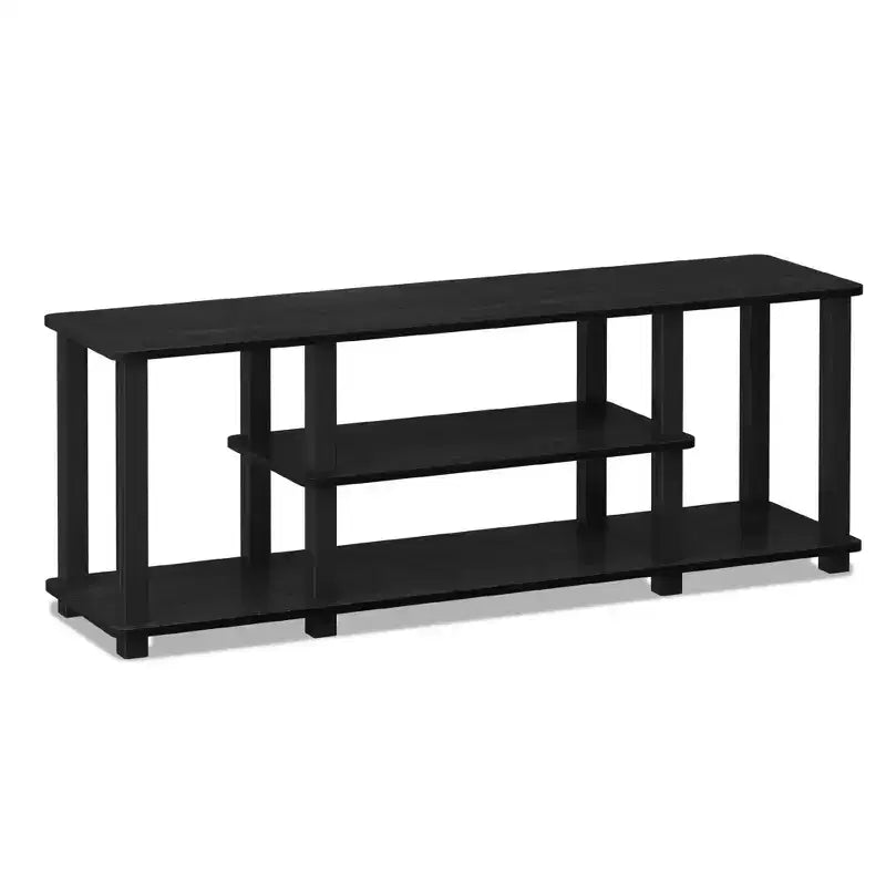 Furinno Meuble TV à 3 niveaux pour téléviseurs jusqu'à 50 pouces, console multimédia de divertissement avec tubes carrés, Americano/Noir