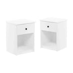Furinno Lot de 2 tables de chevet Mid-Century, tables d'appoint multifonctionnelles avec tiroir et cube de rangement ouvert pour chambre à coucher, salon, blanc