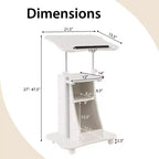 Costway Pupitre mobile réglable en hauteur Chariot pour ordinateur portable avec compartiments de rangement Pupitre roulant avec roulettes verrouillables pour salle de classe, bureau, blanc