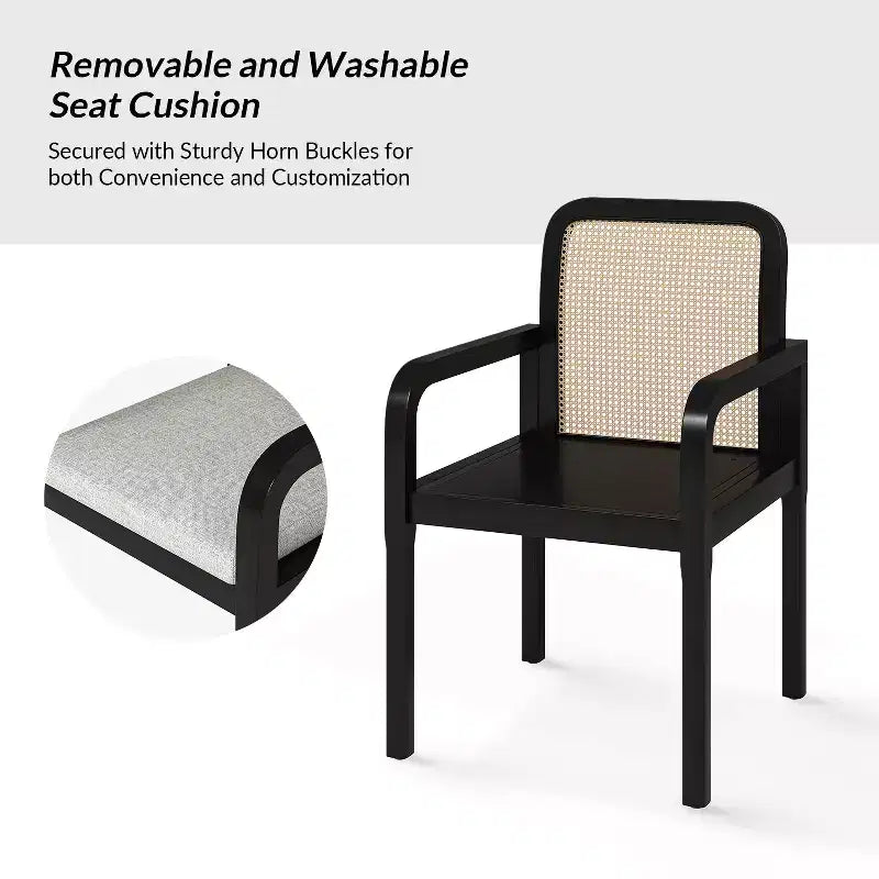 Hieromymus Chaises de salle à manger modernes Ratten avec coussin amovible, lot de 2 | HULALA HOME