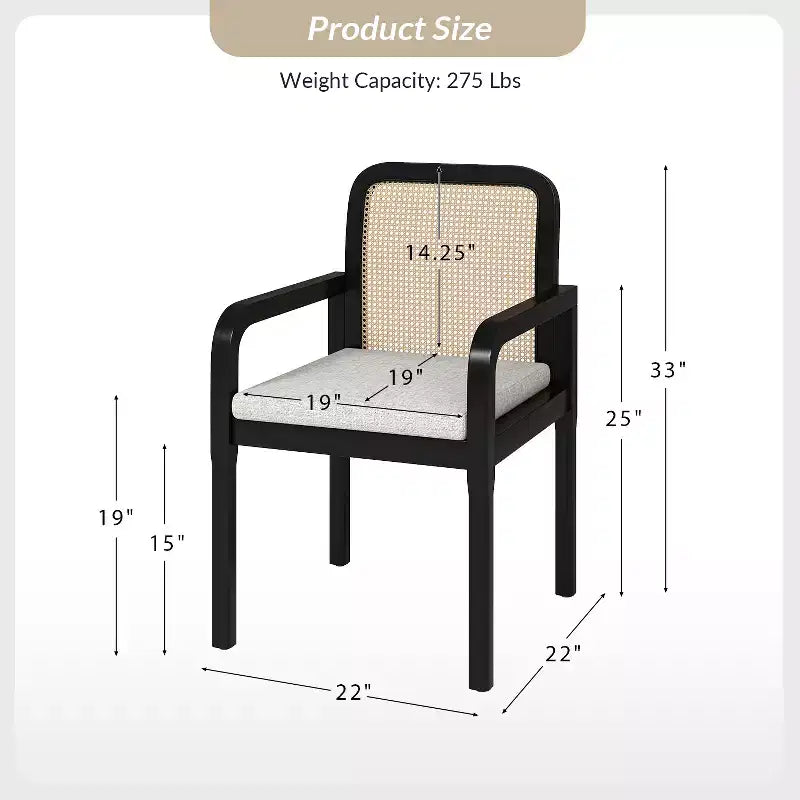 Hieromymus Chaises de salle à manger modernes Ratten avec coussin amovible, lot de 2 | HULALA HOME