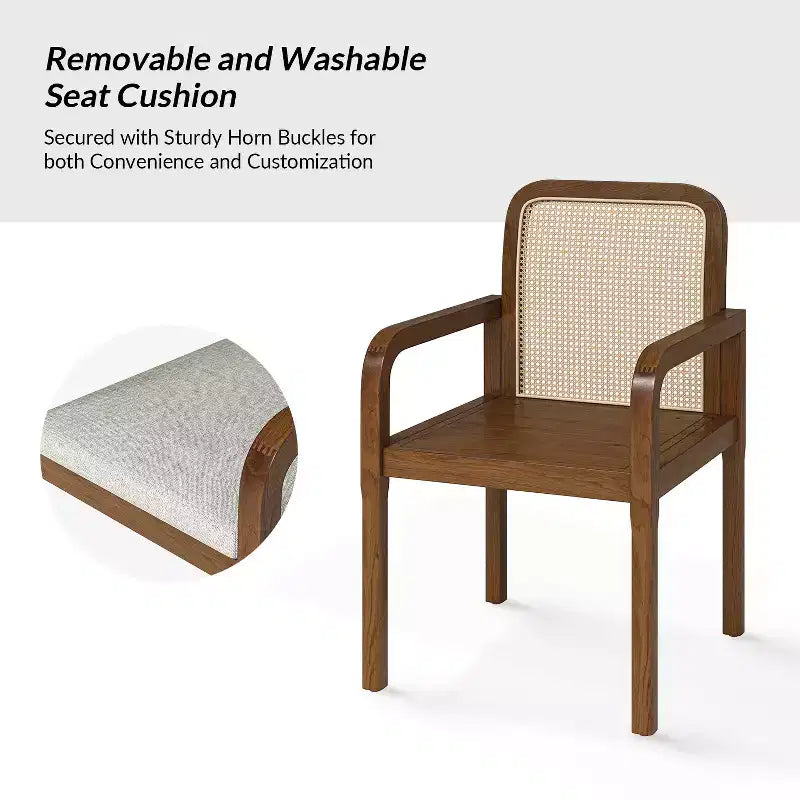 Hieromymus Chaises de salle à manger modernes Ratten avec coussin amovible, lot de 2 | HULALA HOME