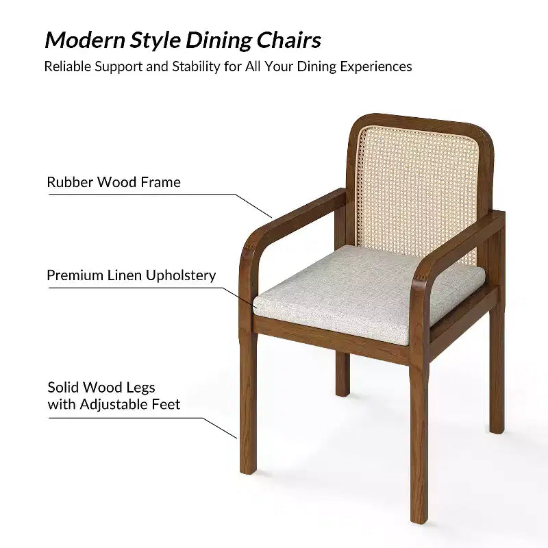 Hieromymus Chaises de salle à manger modernes Ratten avec coussin amovible, lot de 2 | HULALA HOME