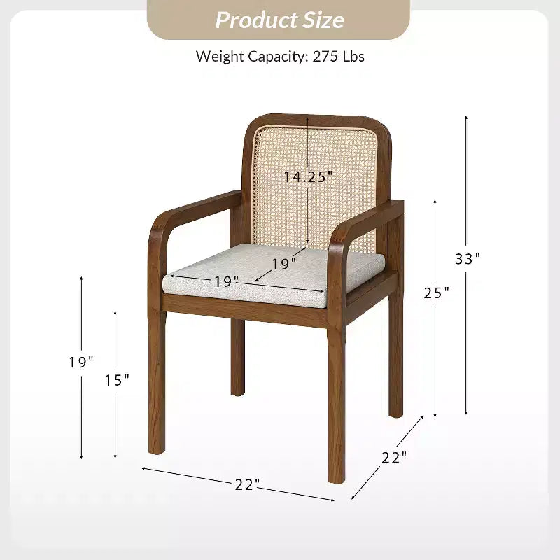 Hieromymus Chaises de salle à manger modernes Ratten avec coussin amovible, lot de 2 | HULALA HOME