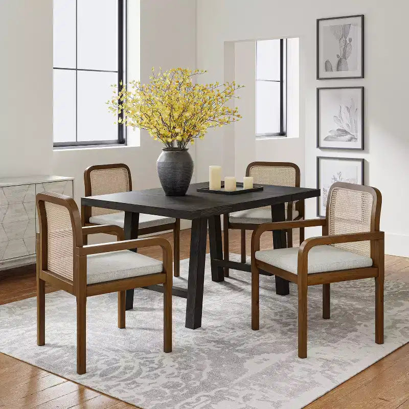 Hieromymus Modern Ratten Dining Chair with Removable Cushion Set of 2|HULALA HOME
