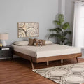 Baxton Studio Sarita Mid-Century Modern Walnut Wood Bed Frame