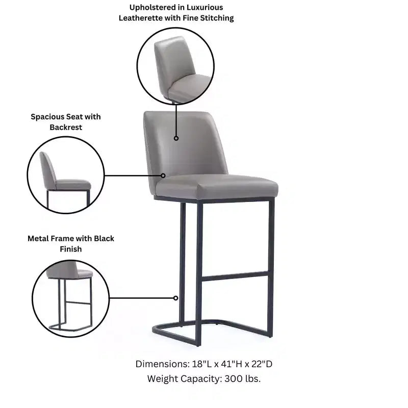 Tabouret de bar en métal rembourré en similicuir Serena de Manhattan Comfort