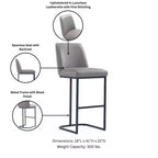 Tabouret de bar en métal rembourré en similicuir Serena de Manhattan Comfort