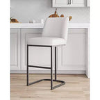 Tabouret de bar en métal rembourré en similicuir Serena de Manhattan Comfort