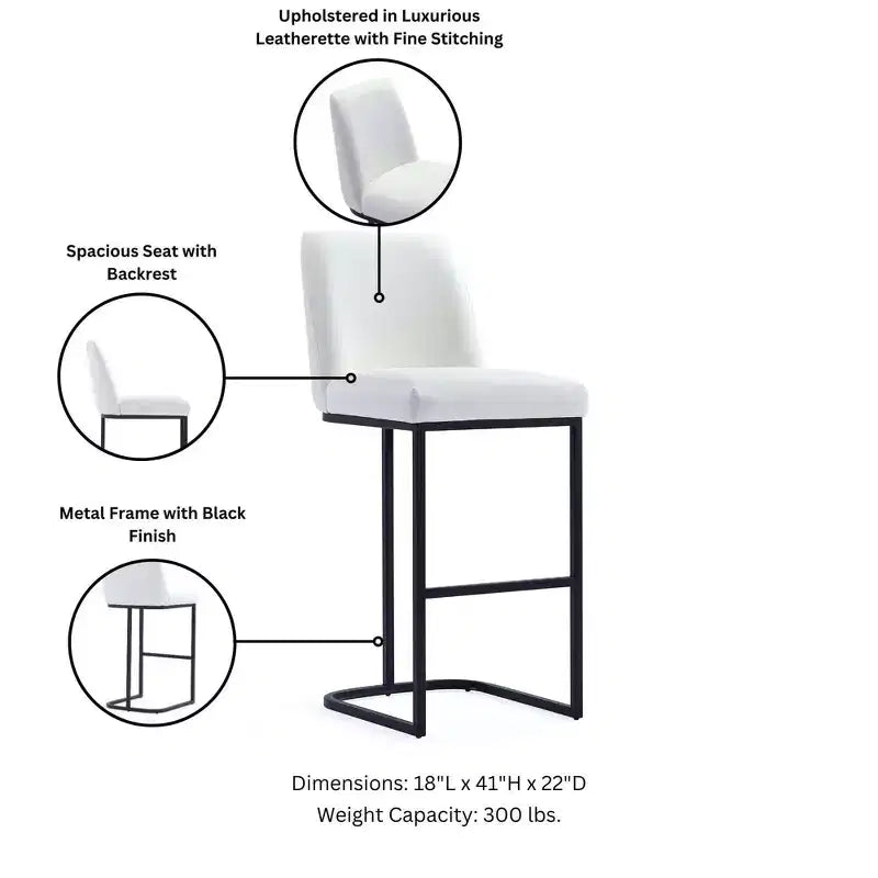 Tabouret de bar en métal rembourré en similicuir Serena de Manhattan Comfort