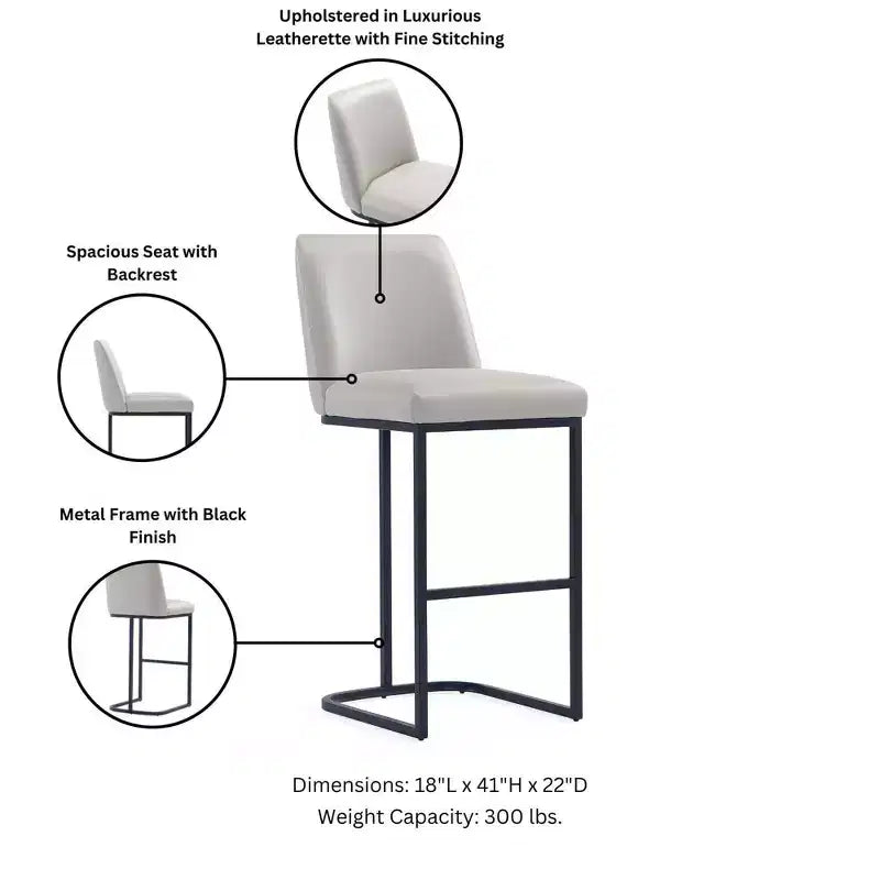 Tabouret de bar en métal rembourré en similicuir Serena de Manhattan Comfort
