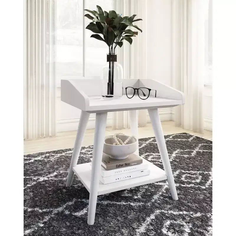 Signature Design by Ashley Blariden – Table d'appoint décontractée, blanc