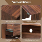 Costway Bureau d'angle en forme de L 150 cm avec compartiment ouvert et 2 trous passe-câbles Noyer/Blanc