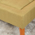 Tufted Fabric Ottoman Bench with Wooden Legs