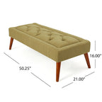 Tufted Fabric Ottoman Bench with Wooden Legs