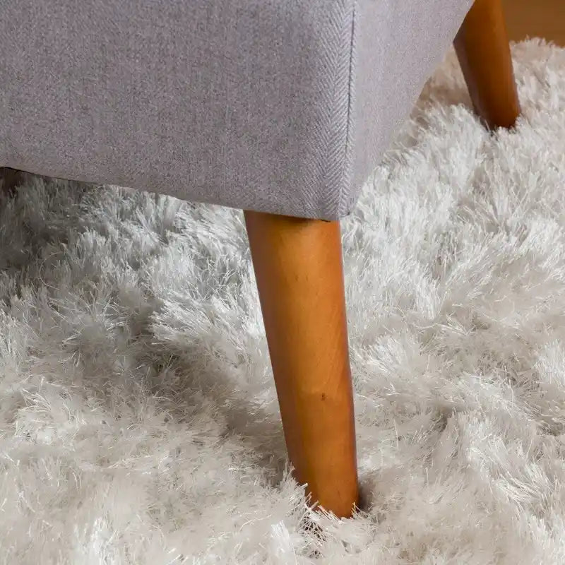 Tufted Fabric Ottoman Bench with Wooden Legs