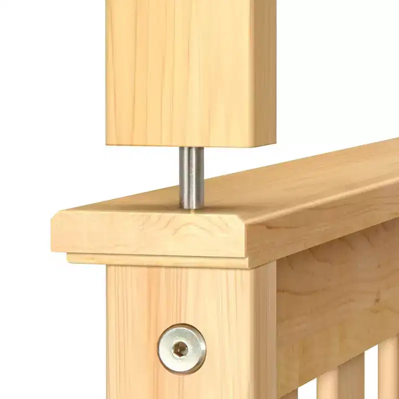 Lit superposé jumeau en bois massif Planche+Poutre avec échelle pour adultes, sans sommier tapissier requis