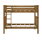Lit superposé jumeau en bois massif Planche+Poutre avec échelle pour adultes, sans sommier tapissier requis
