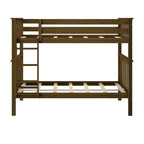 Lit superposé jumeau en bois massif Planche+Poutre avec échelle pour adultes, sans sommier tapissier requis