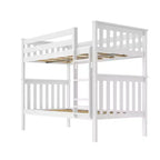 Lit superposé jumeau en bois massif Planche+Poutre avec échelle pour adultes, sans sommier tapissier requis