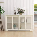 Kitchen Storage Cabinet With Sliding Glass Door, Adjustable Shelf, Wooden Storage Stand Sideboard Buffet Cabinet