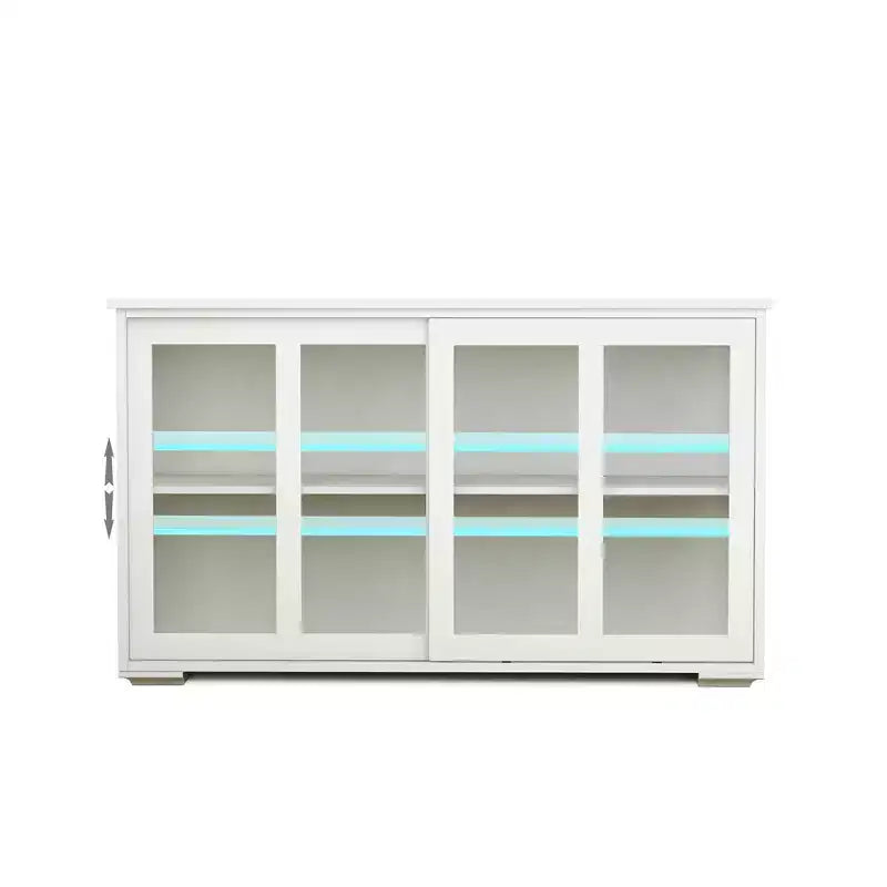 Meuble de rangement de cuisine avec porte coulissante en verre, étagère réglable, buffet en bois, vaisselier