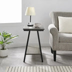Narrow Wood Side Table with Metal Frame and Lower Shelf