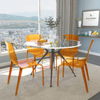 Stackable Acrylic Minimalist Plastic Dining Chair Modern Full Back Transparent Accent Side Chair for Kitchen Set of 4