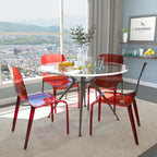 Stackable Acrylic Minimalist Plastic Dining Chair Modern Full Back Transparent Accent Side Chair for Kitchen Set of 4