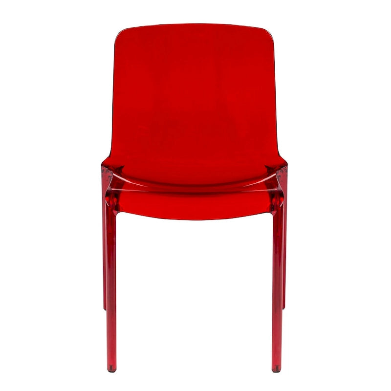 Stackable Acrylic Minimalist Plastic Dining Chair Modern Full Back Transparent Accent Side Chair for Kitchen Set of 4