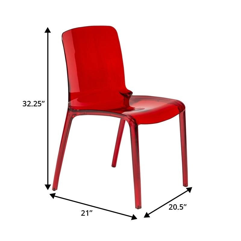Stackable Acrylic Minimalist Plastic Dining Chair Modern Full Back Transparent Accent Side Chair for Kitchen Set of 4