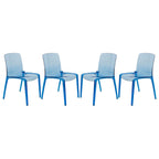 Stackable Acrylic Minimalist Plastic Dining Chair Modern Full Back Transparent Accent Side Chair for Kitchen Set of 4