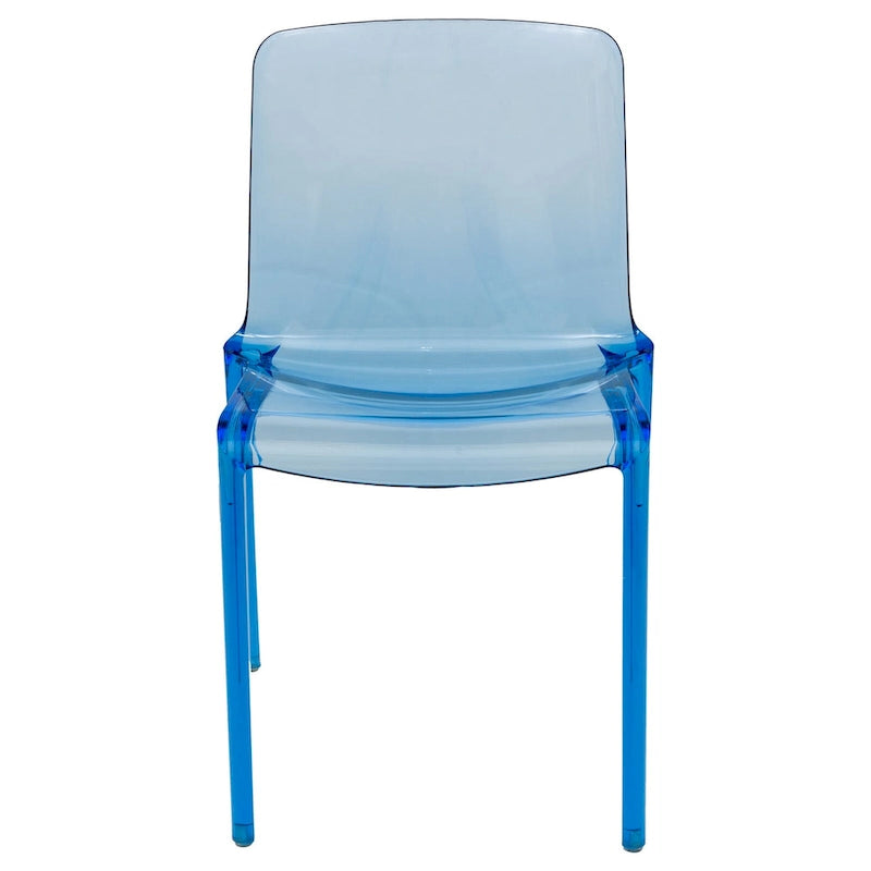 Stackable Acrylic Minimalist Plastic Dining Chair Modern Full Back Transparent Accent Side Chair for Kitchen Set of 4