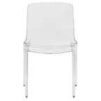 Stackable Acrylic Minimalist Plastic Dining Chair Modern Full Back Transparent Accent Side Chair for Kitchen Set of 4