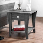 Modern Gray Flared Storage End Table with Drawer and Open Shelf