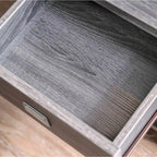 Modern Gray Flared Storage End Table with Drawer and Open Shelf