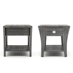 Modern Gray Flared Storage End Table with Drawer and Open Shelf