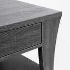 Modern Gray Flared Storage End Table with Drawer and Open Shelf