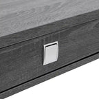 Modern Gray Flared Storage End Table with Drawer and Open Shelf