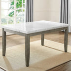 6-Piece Dining Set with Marble Veneer Top and Distressed Grey Finish