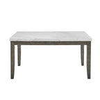 6-Piece Dining Set with Marble Veneer Top and Distressed Grey Finish