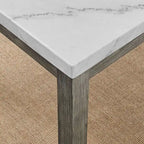 6-Piece Dining Set with Marble Veneer Top and Distressed Grey Finish