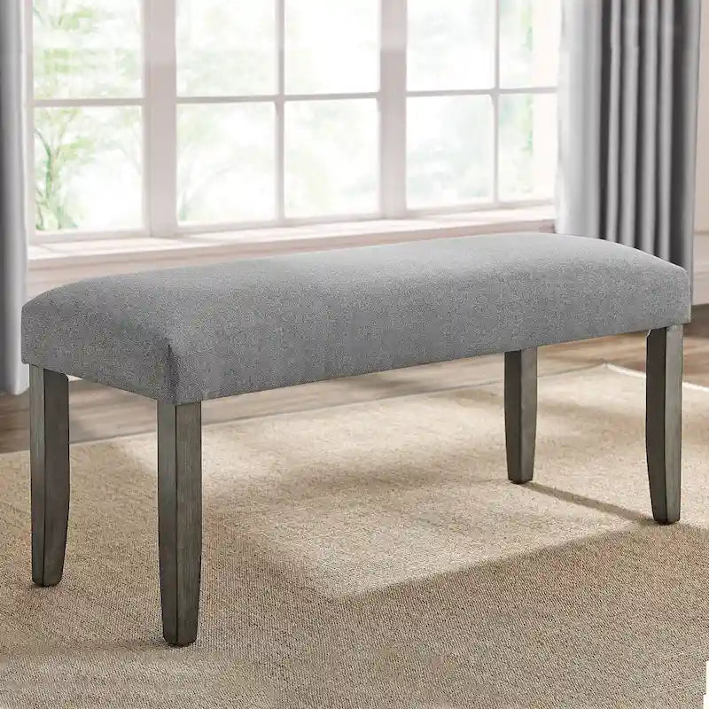 6-Piece Dining Set with Marble Veneer Top and Distressed Grey Finish