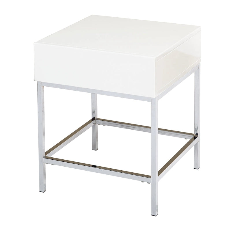 White Metal High-Gloss End Table