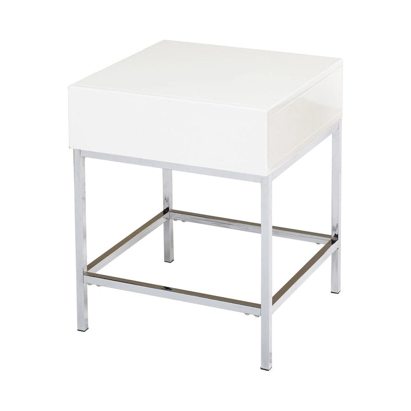 White Metal High-Gloss End Table